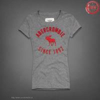 dames abercrombie fitch korte tees since 1892 grijs rood Prijs Laag hk25f215